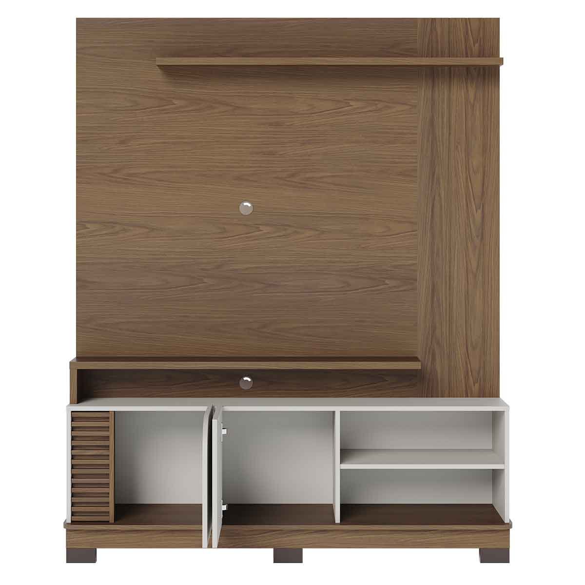 Painel Home Theater Jureli 2 Portas 1.5 até 65" Polegadas Amêndoa/Off White