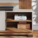 Painel Home Theater Jureli 2 Portas 1.5 até 65" Polegadas Off White Matte / Freijó