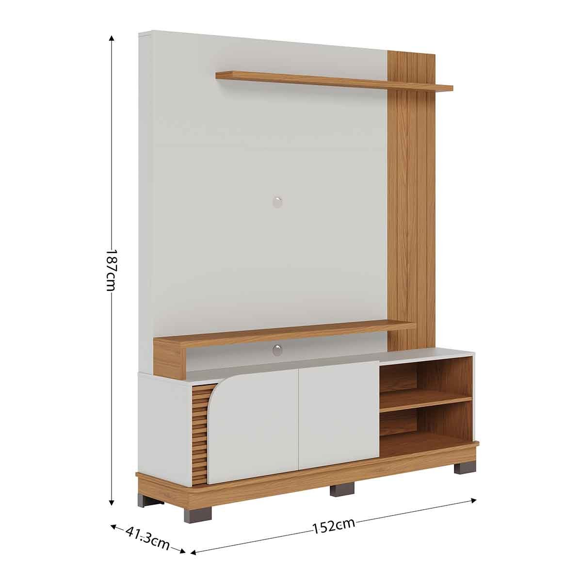 Painel Home Theater Jureli 2 Portas 1.5 até 65" Polegadas Off White Matte / Freijó