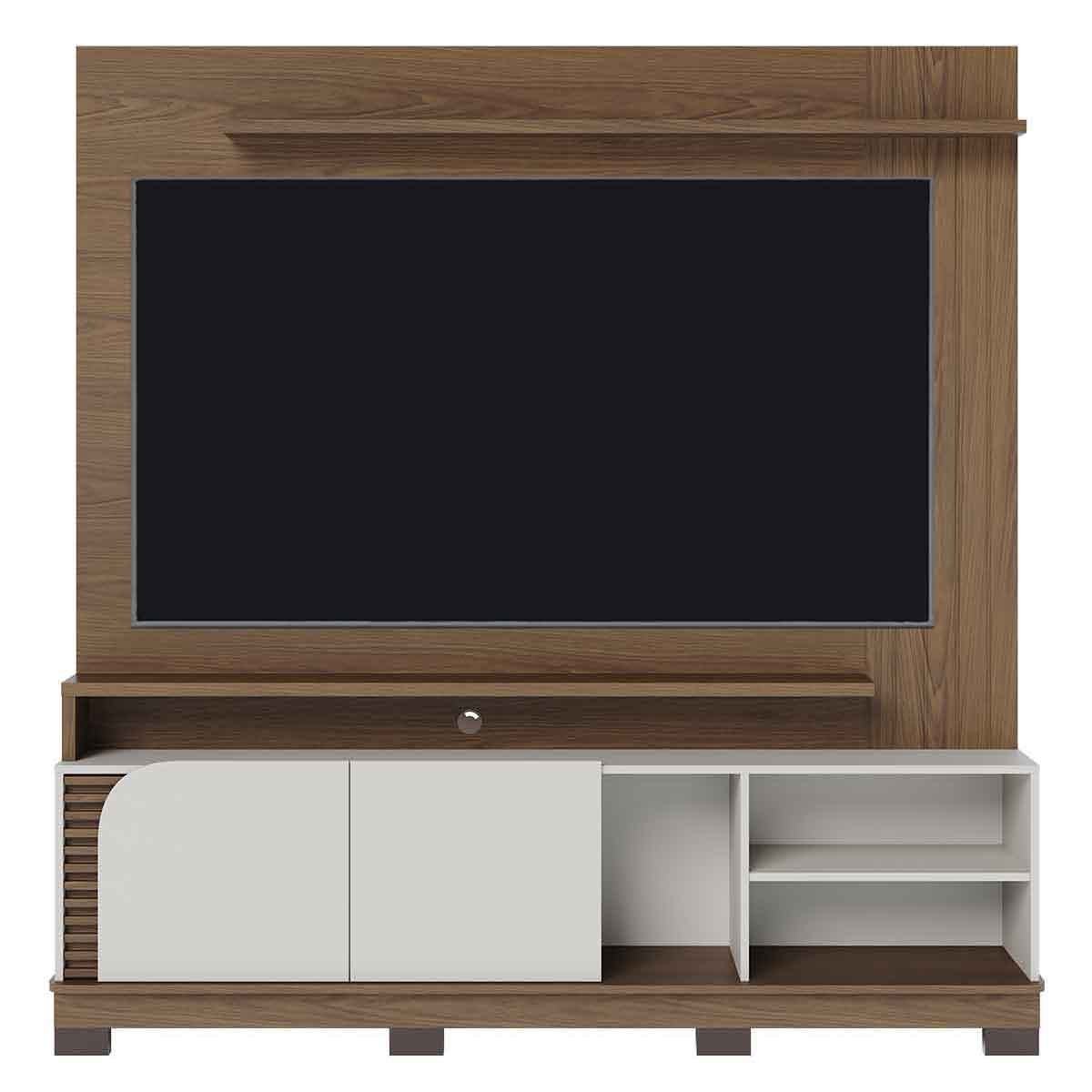 Painel Home Theater Jureli 2 Portas 1.8 até 75" Polegadas Amêndoa/Off White