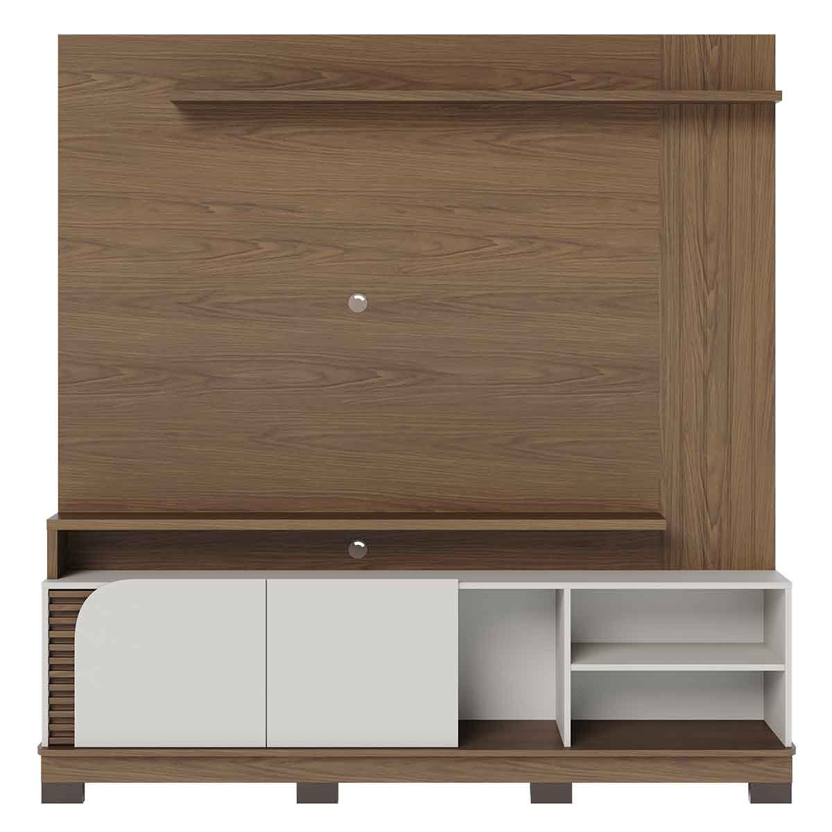 Painel Home Theater Jureli 2 Portas 1.8 até 75" Polegadas Amêndoa/Off White