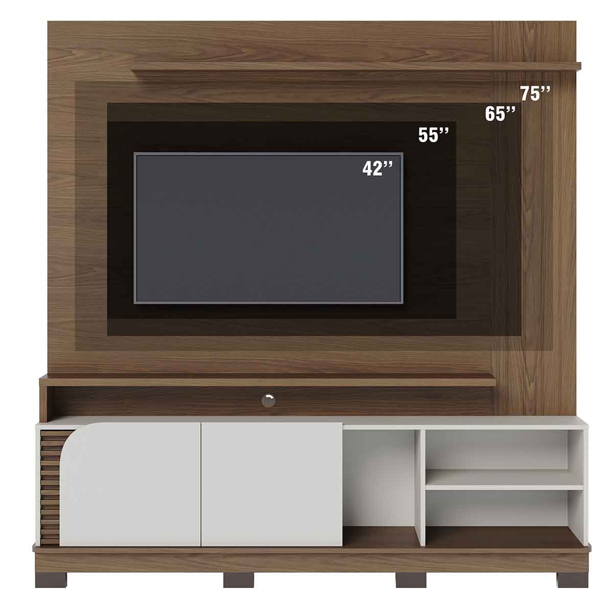 Painel Home Theater Jureli 2 Portas 1.8 até 75" Polegadas Amêndoa/Off White