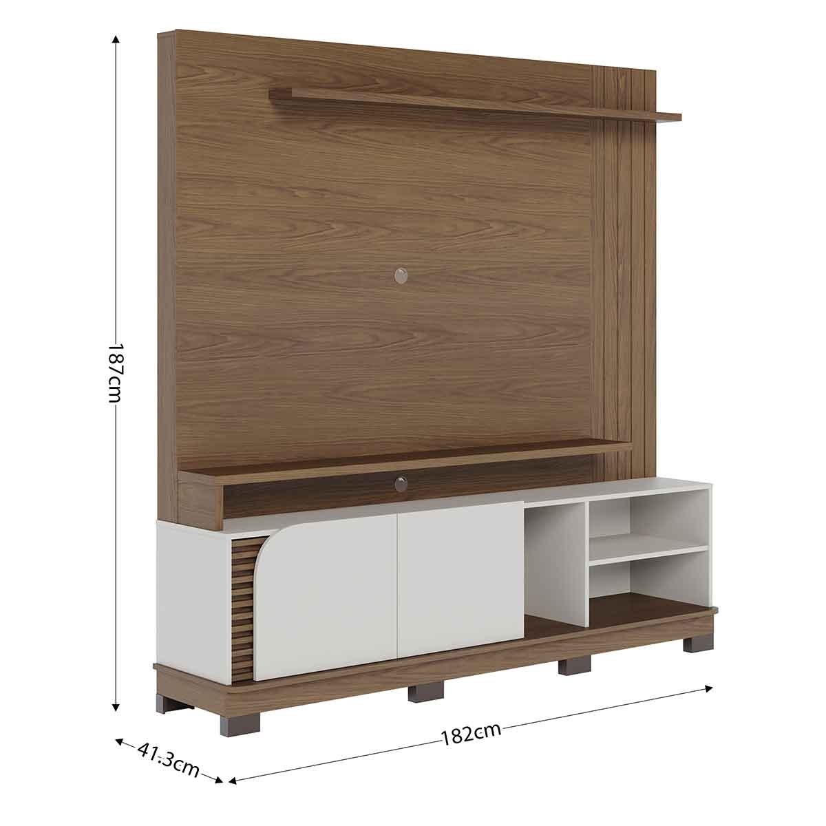 Painel Home Theater Jureli 2 Portas 1.8 até 75" Polegadas Amêndoa/Off White