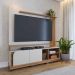 Painel Home Theater Jureli 2 Portas 1.8 até 75" Polegadas Off White Matte / Freijó
