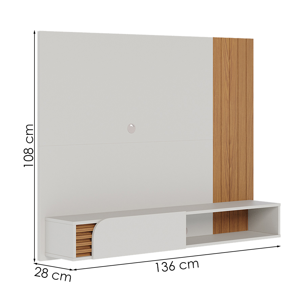 Painel Suspenso Tv 55 Pol 136 cm Jurere Off White Matte Freijo Colibri