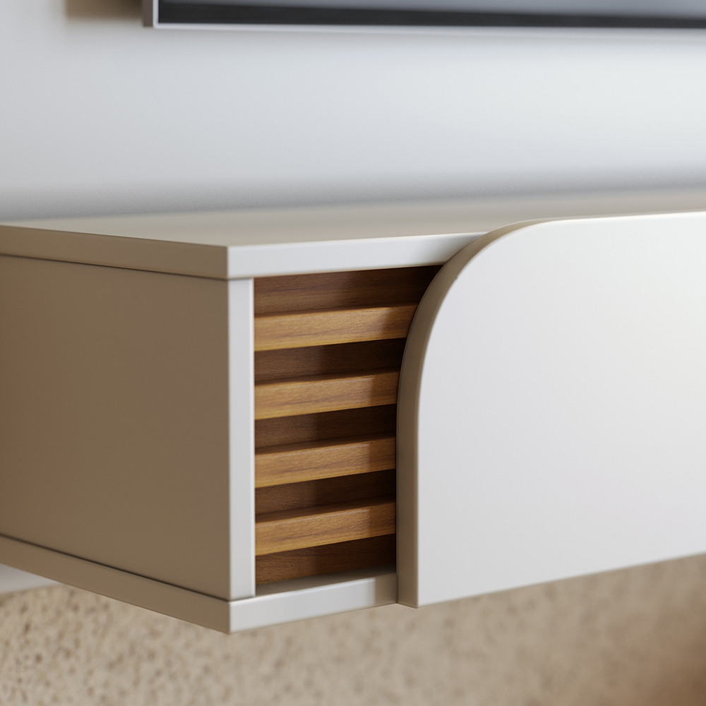 Painel Suspenso Tv 55 Pol 136 cm Jurere Off White Matte Freijo Colibri