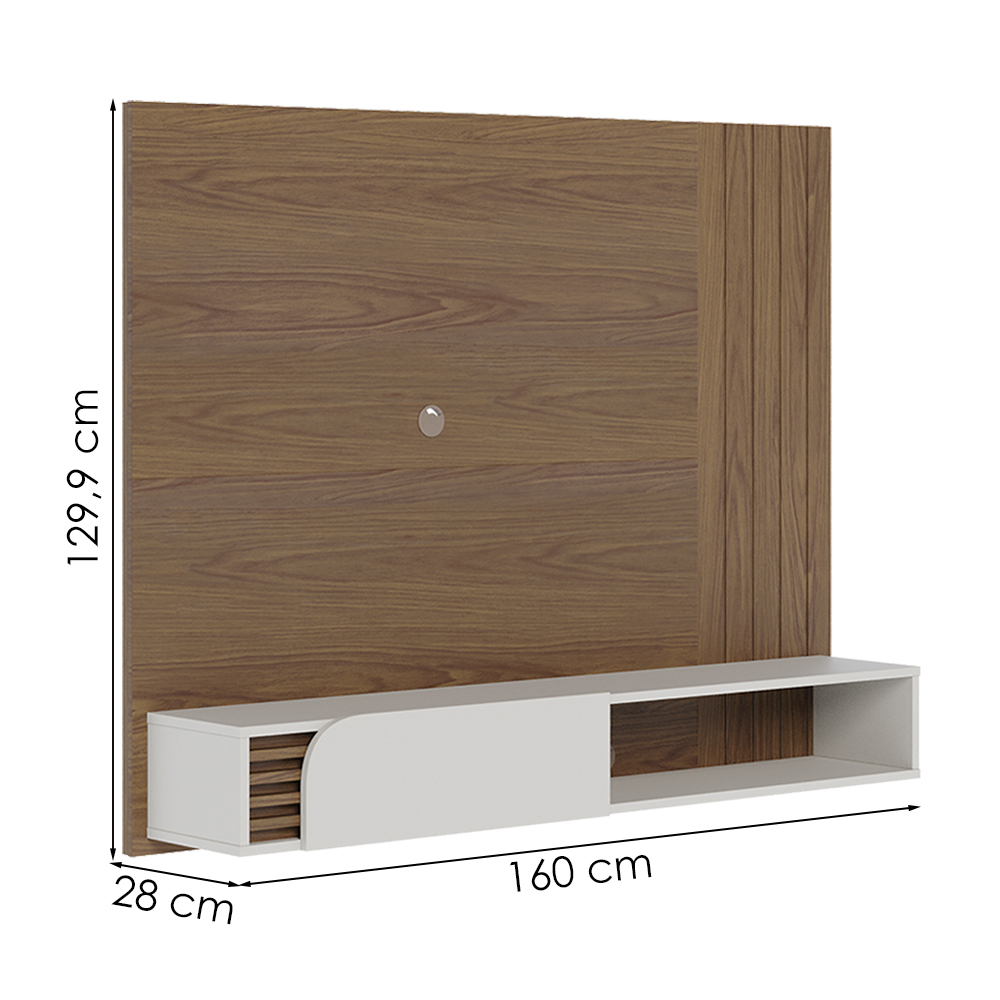 Painel Suspenso Tv 60 Pol 160 cm Jurere Amendoa Off White Matte Colibri