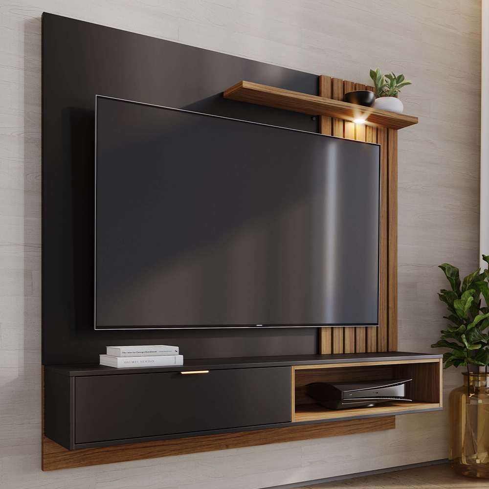 Painel Suspenso Tv 60 Pol 160 cm Tocantins Preto Noce Milano Colibri
