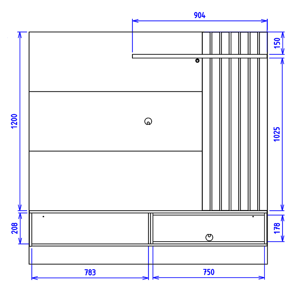 Painel Suspenso Tv 60 Pol 160 cm Tocantins Preto Noce Milano Colibri