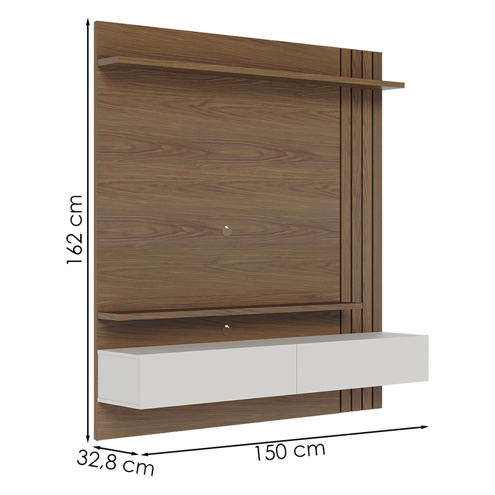 Painel Suspenso Tv 65 Pol 150 cm Juriti Amendoa Off White Matte Colibri
