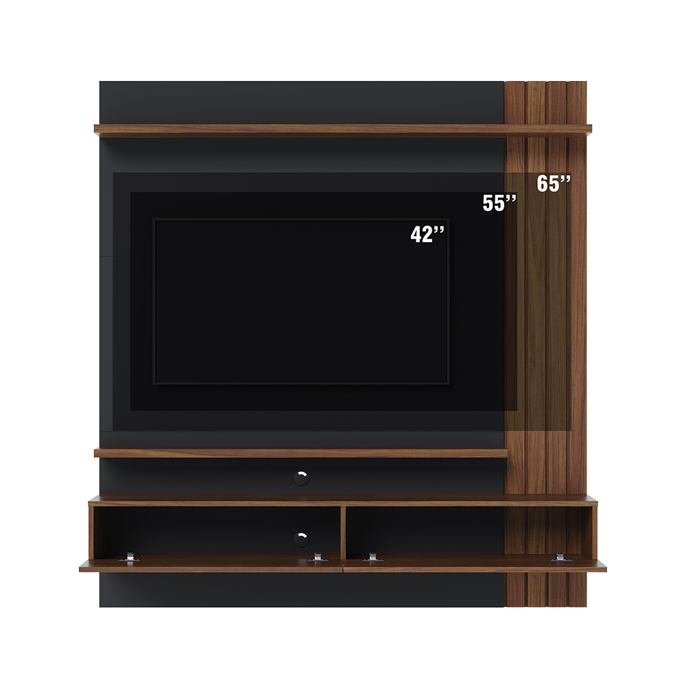 Painel Suspenso Tv 65 Pol 150 cm Juriti Noce Milano Preto Colibri