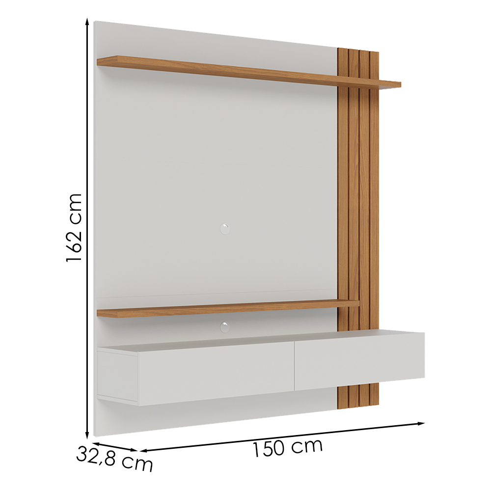 Painel Suspenso Tv 65 Pol 150 cm Juriti Off White Matte Freijo Colibri