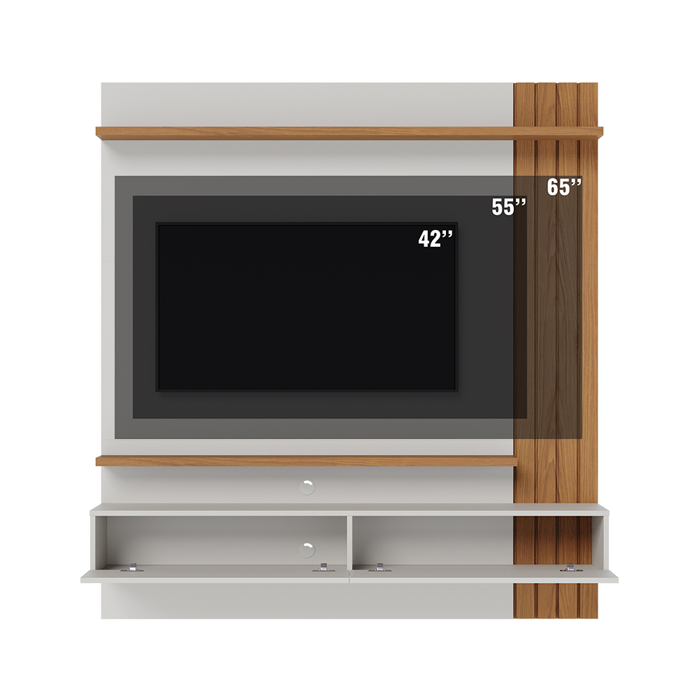 Painel Suspenso Tv 65 Pol 150 cm Juriti Off White Matte Freijo Colibri