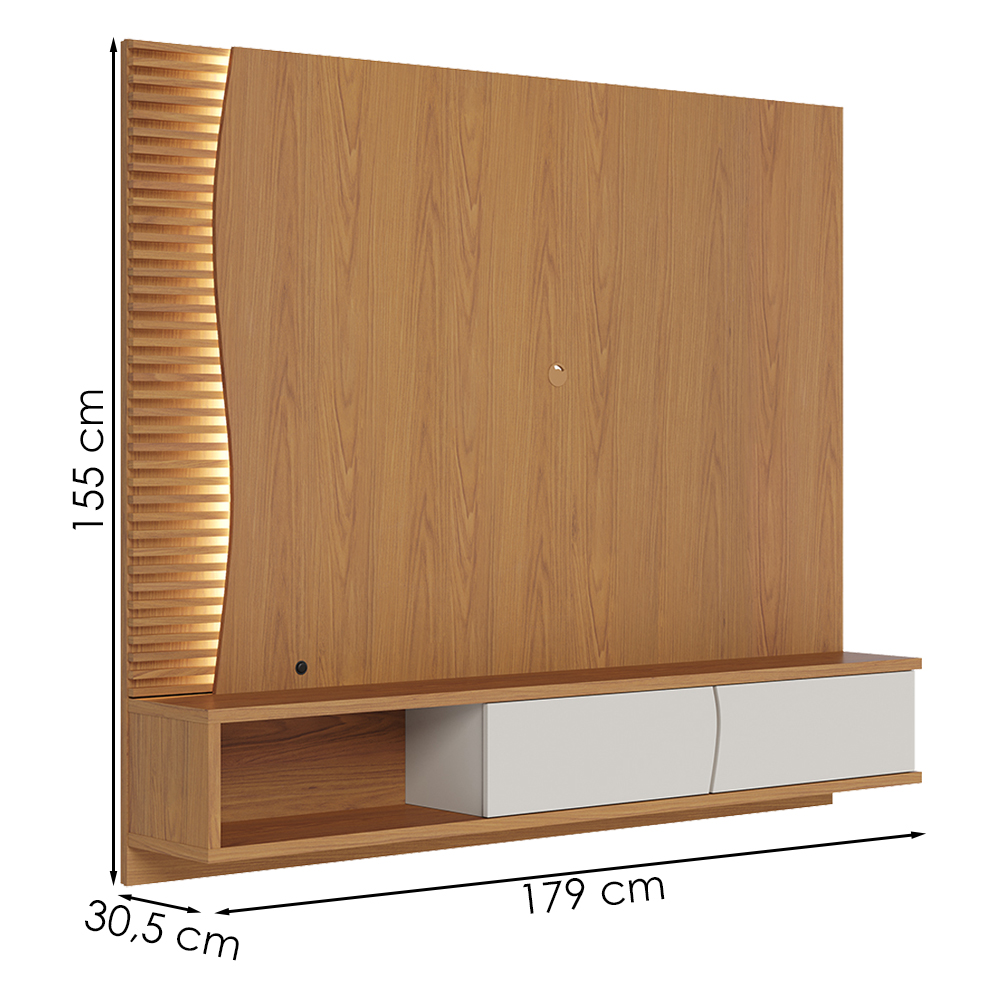 Painel Suspenso Tv 65 Pol 179 cm Egeu Freijo Off White Matte Colibri