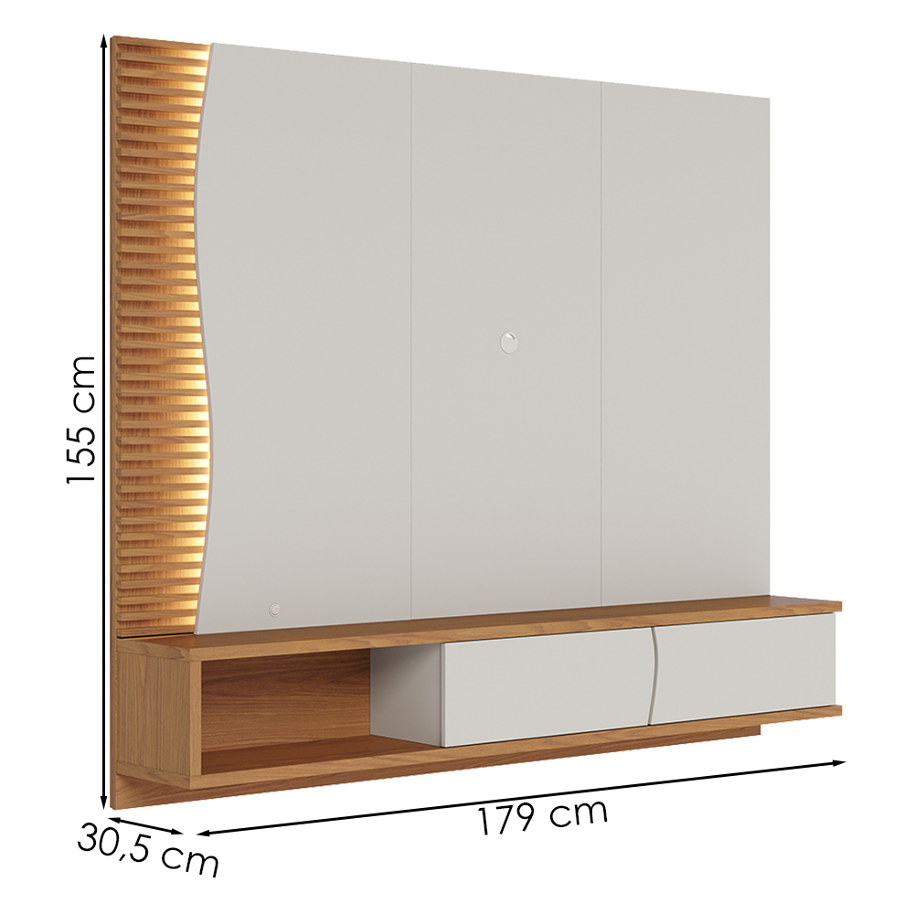 Painel Suspenso Tv 65 Pol 179 cm Egeu Off White Matte Freijo Colibri