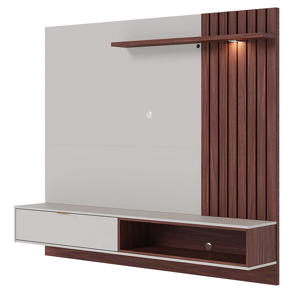 Painel Suspenso Tv 65 Pol 180 cm Tocantins Off White Nogueira Real Colibri