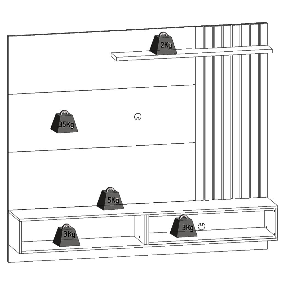 Painel Suspenso Tv 65 Pol 180 cm Tocantins Preto Noce Milano Colibri
