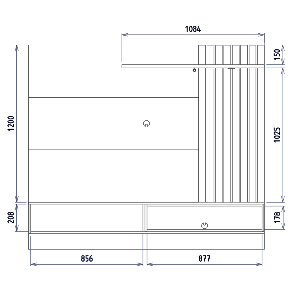 Painel Suspenso Tv 65 Pol 180 cm Tocantins Preto Noce Milano Colibri
