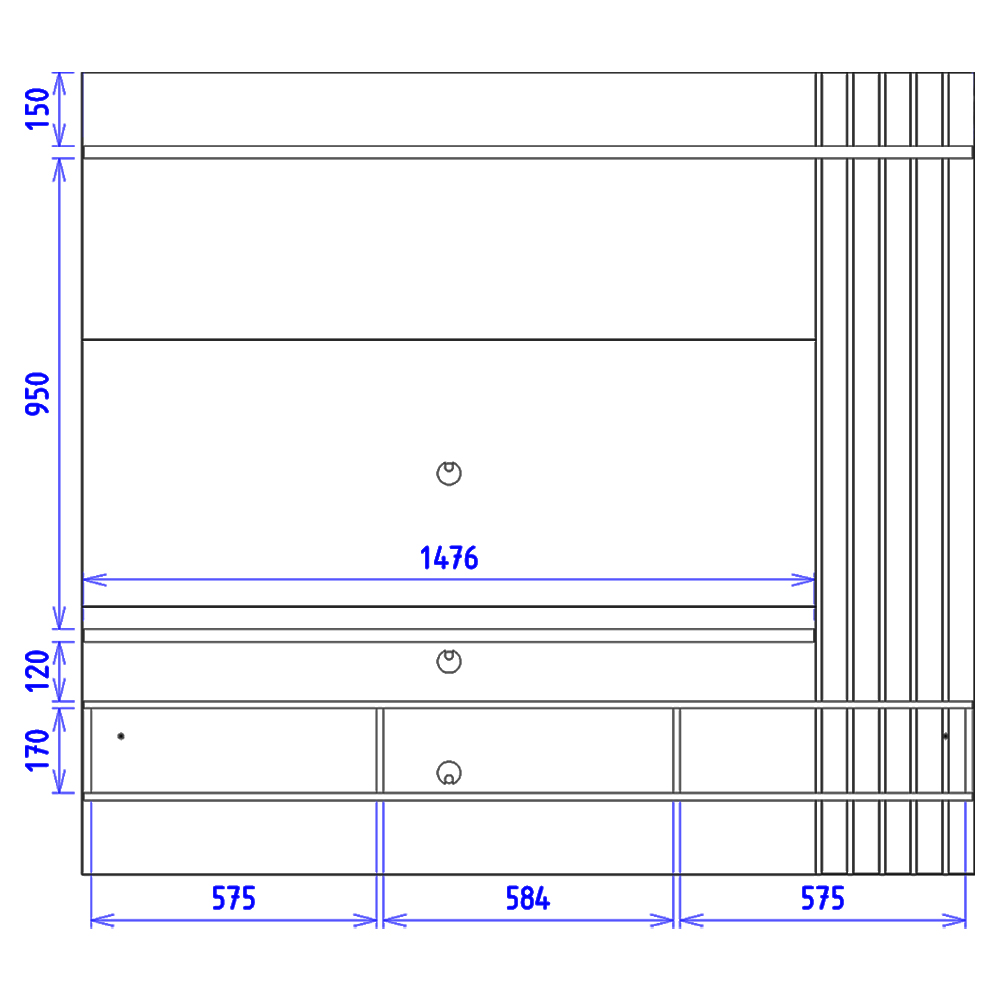 Painel Suspenso Tv 70 Pol 180 cm Juriti Amendoa Off White Matte Colibri