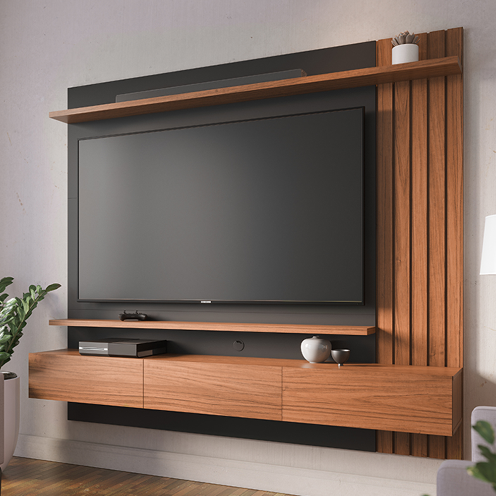 Painel Suspenso Tv 70 Pol 180 cm Juriti Noce Milano Preto Colibri