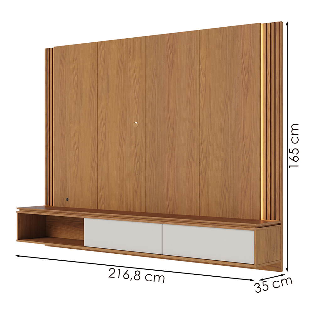 Painel Suspenso Tv 75 Pol 217 cm Loa Freijo Off White Matte Colibri