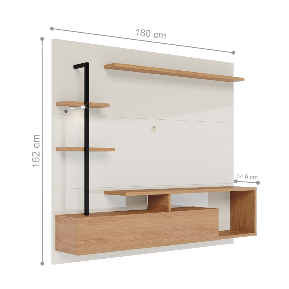 Painel de TV Suspenso Darwin Off White / Freijó