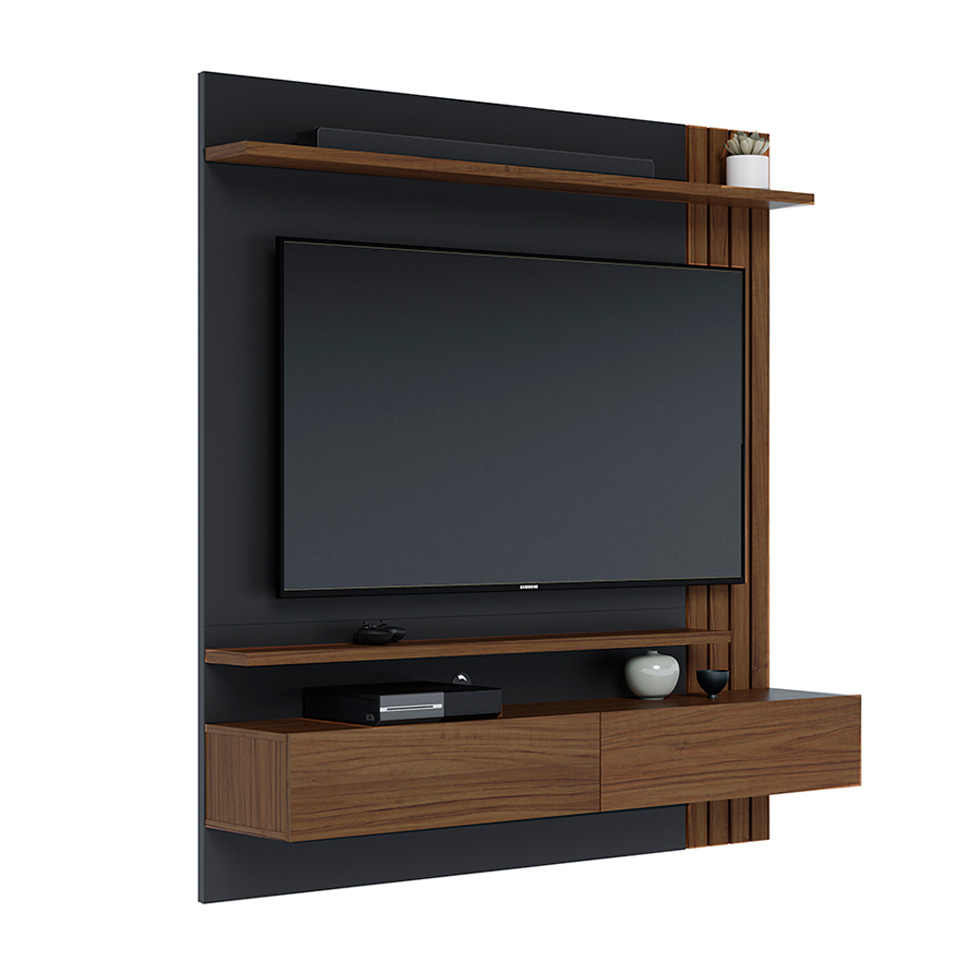 Painel de TV até 65 Polegadas Juriti Noce Milano e Preto
