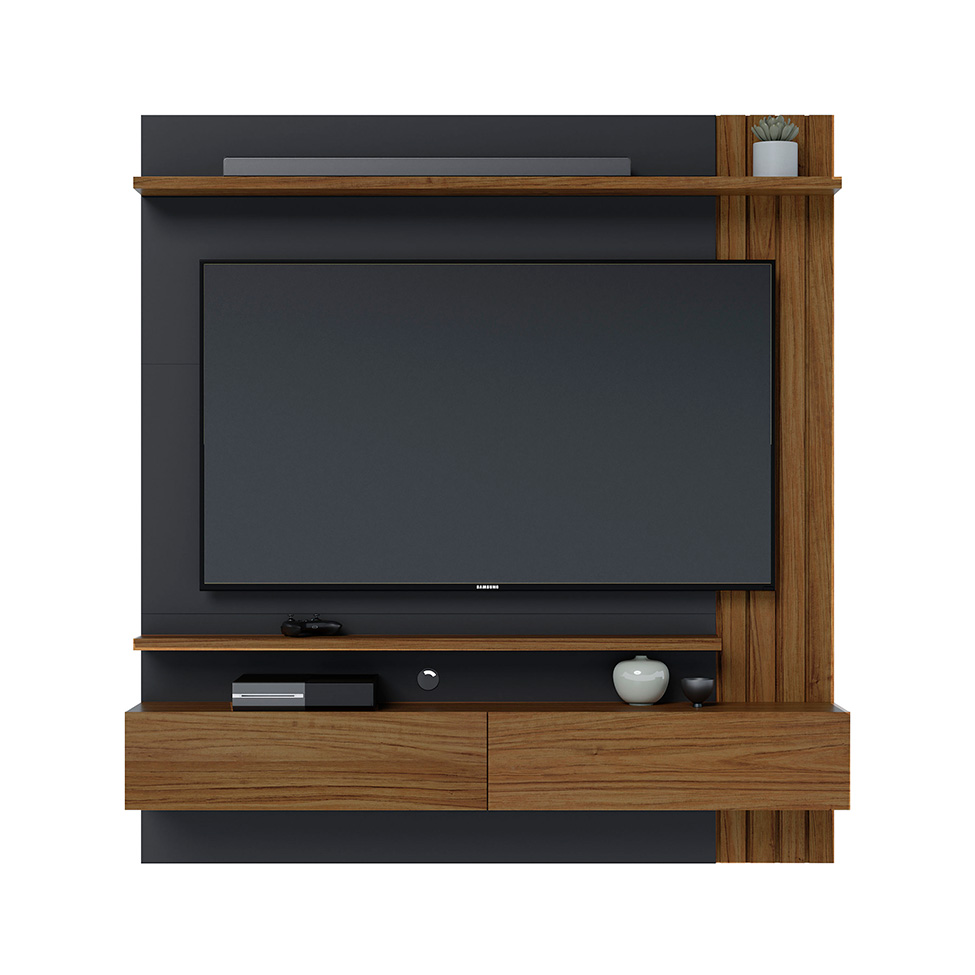 Painel de TV até 65 Polegadas Juriti Noce Milano e Preto