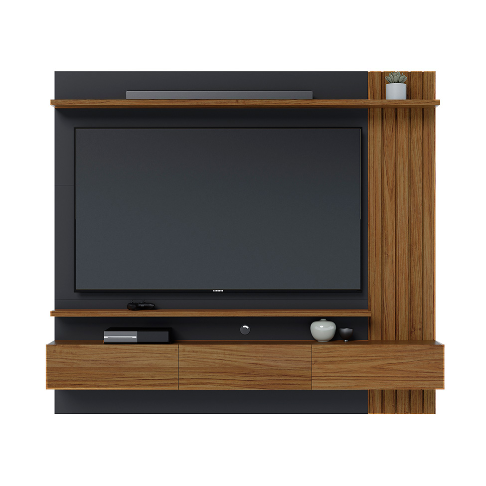 Painel de TV até 70 Polegadas Juriti Noce Milano e Preto