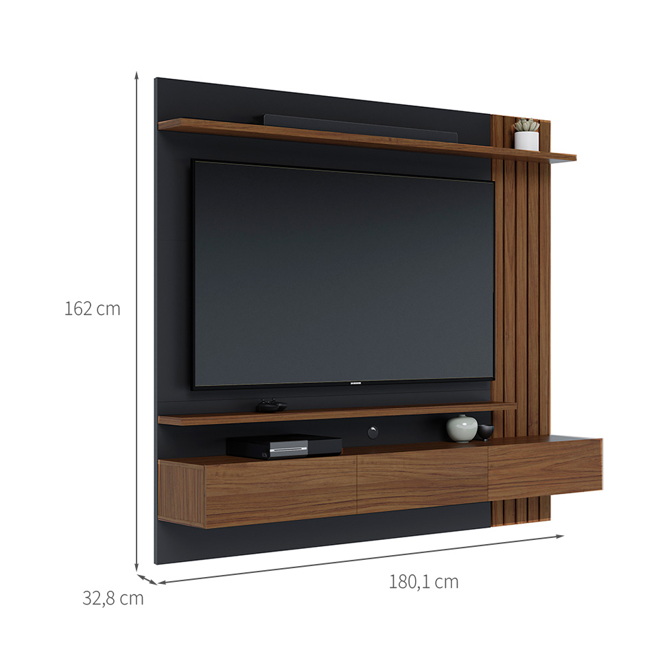 Painel de TV até 70 Polegadas Juriti Noce Milano e Preto