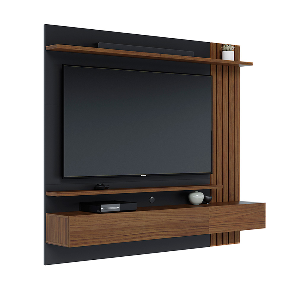 Painel de TV até 70 Polegadas Juriti Noce Milano e Preto