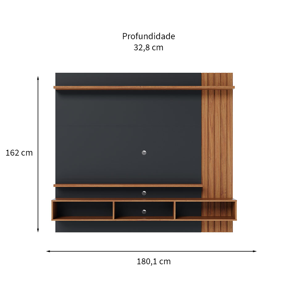 Painel de TV até 70 Polegadas Juriti Noce Milano e Preto