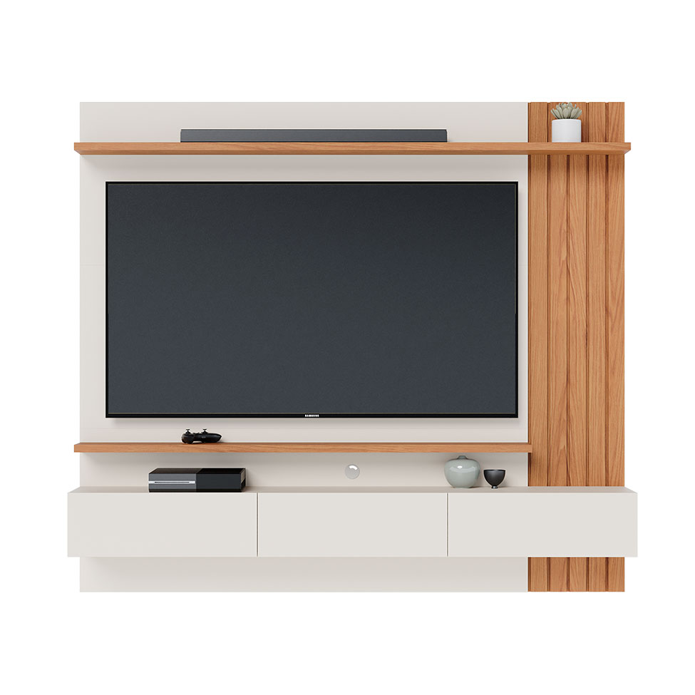Painel de TV até 70 Polegadas Juriti Off White e Freijó