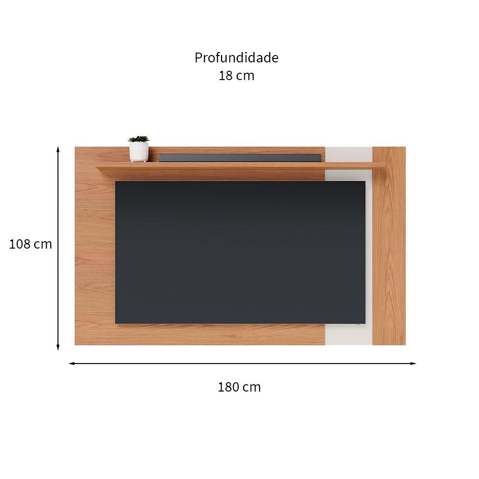 Painel para TV 70 Polegadas Leme Freijó e Off White