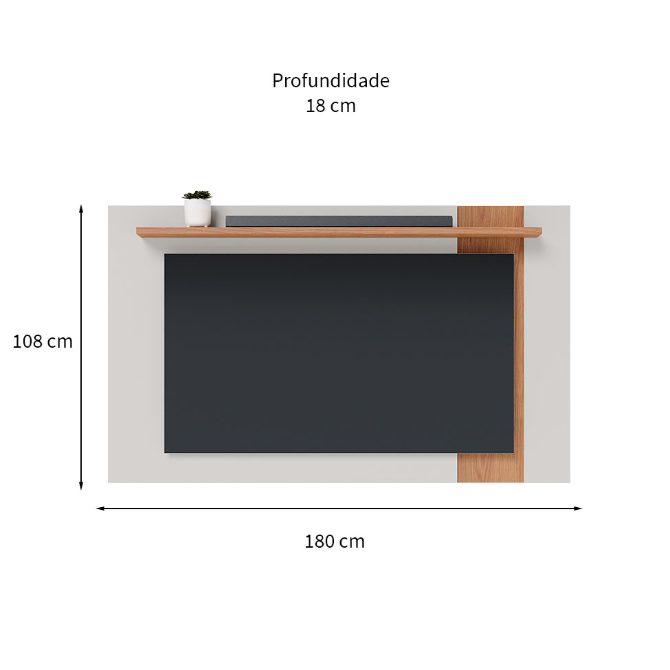 Painel para TV 70 Polegadas Leme Off White e Freijó