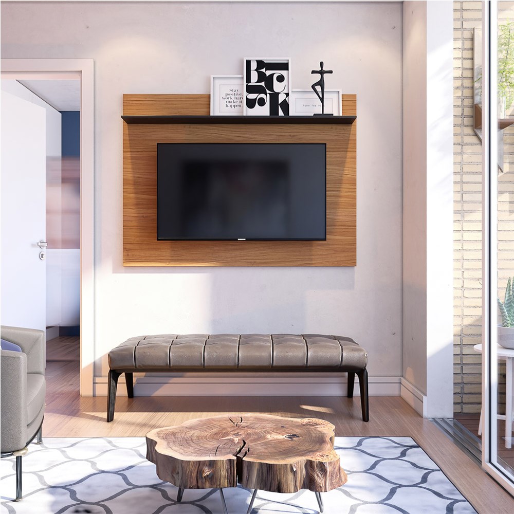 Painel para TV até 47 Polegadas 1 Prateleira Maia Noce Milano/Preto Fosco - Colibri