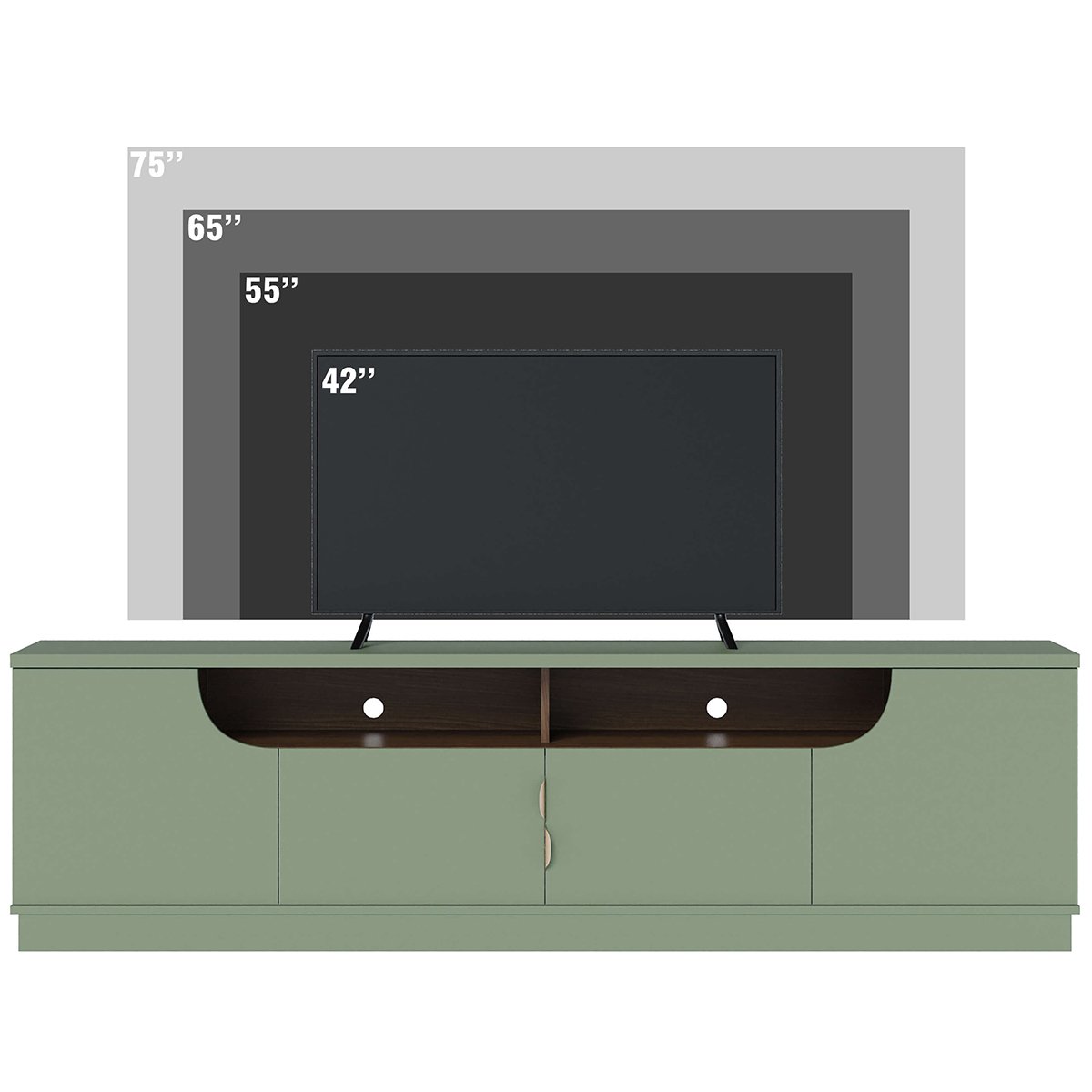 Rack Bancada 4 Portas de Giro TV até 75" Polegadas Satriani Hortelã / Amêndoa