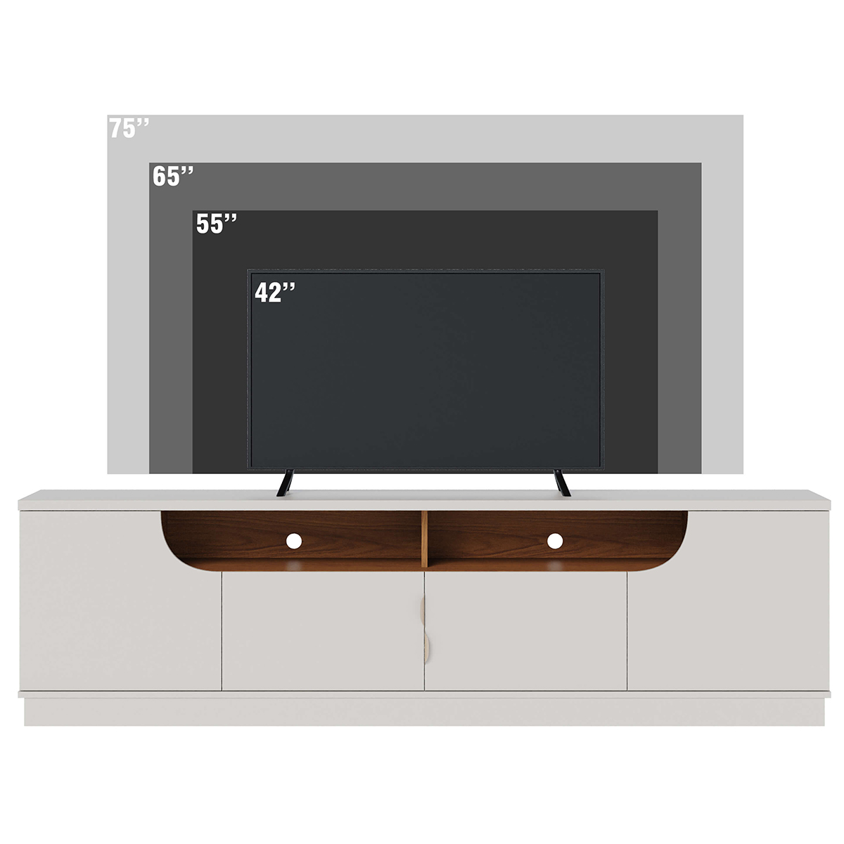 Rack Bancada 4 Portas de Giro TV até 75" Polegadas Satriani Off White/Freijó