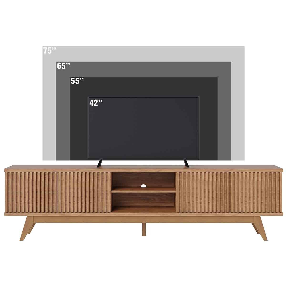 Rack Bancada Bastião 4 Portas MDP Para TV até 75" Polegadas Freijó