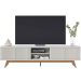 Rack Bancada Bastião 4 Portas MDP Para TV até 75" Polegadas Off White Matte