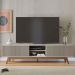 Rack Bancada Bastião 4 Portas MDP Para TV até 75" Polegadas Off White Matte