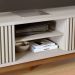 Rack Bancada Bastião 4 Portas MDP Para TV até 75" Polegadas Off White Matte
