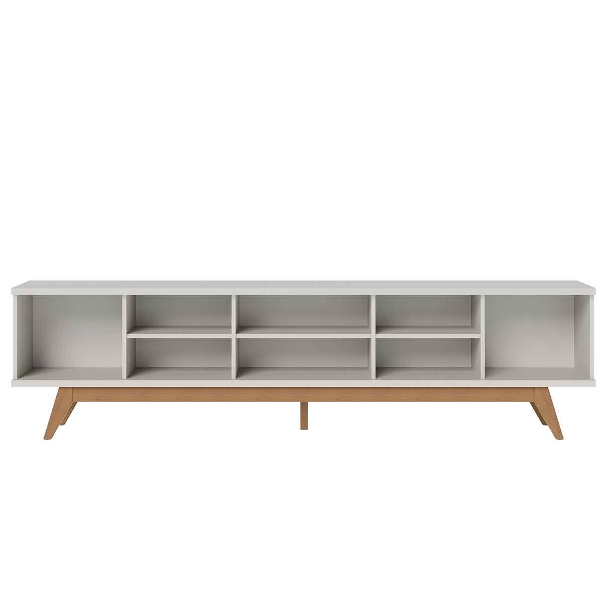 Rack Bancada Bastião 4 Portas MDP Para TV até 75" Polegadas Off White Matte
