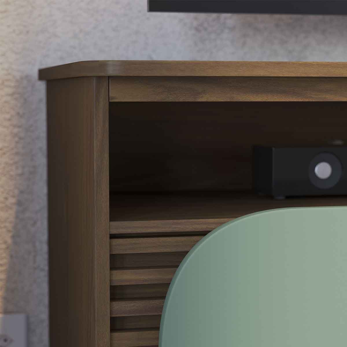 Rack Bancada Jureli 2 Portas 5 Nichos TV até 65" Polegadas Amêndoa / Hortelã
