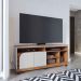 Rack Bancada Jureli 2 Portas 5 Nichos TV até 65" Polegadas Freijó / Off White Matte