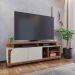 Rack Bancada Jureli 2 Portas 5 Nichos TV até 75" Polegadas Freijó / Off White Matte