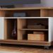 Rack Bancada Jureli 2 Portas 5 Nichos TV até 75" Polegadas Freijó / Off White Matte
