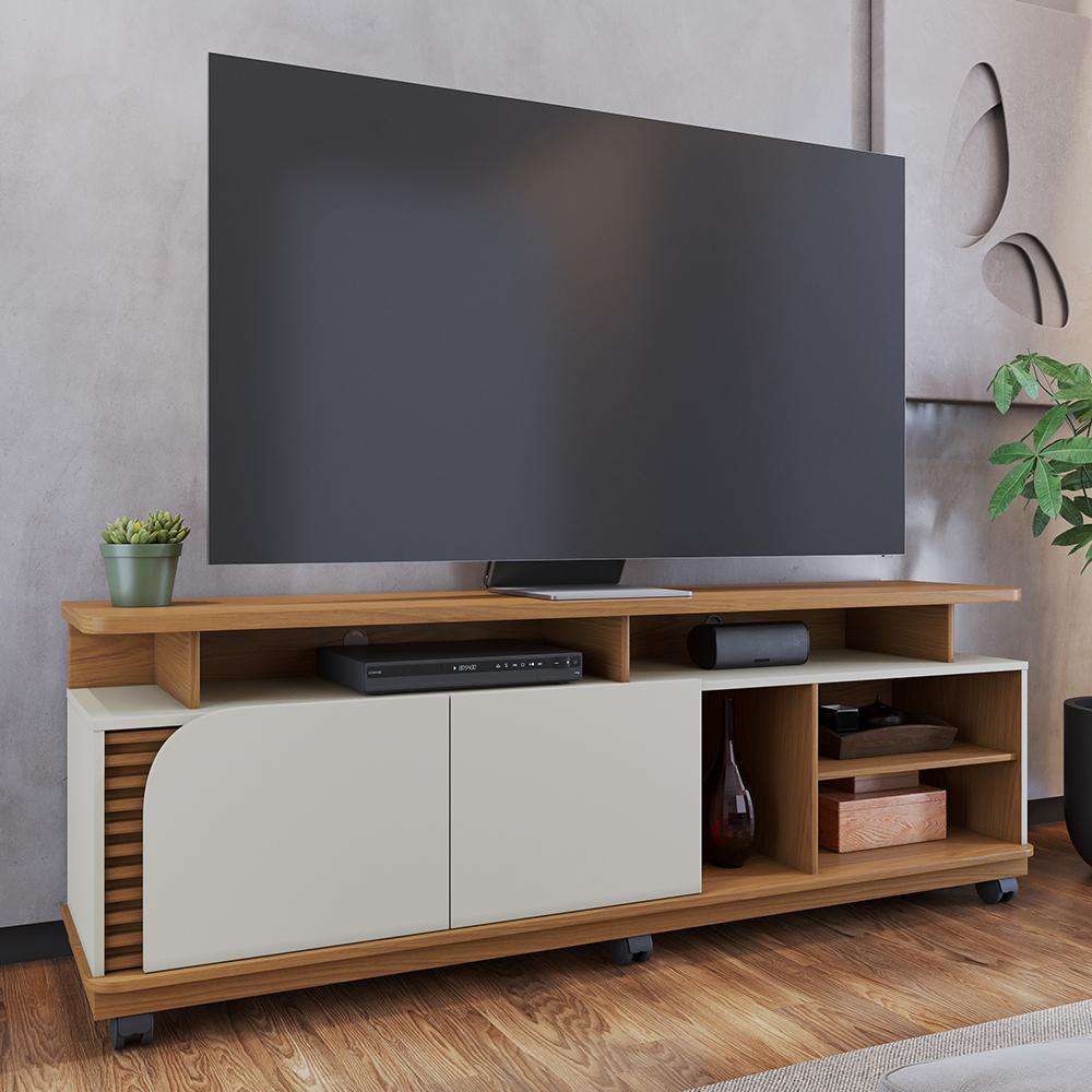 Rack Bancada Jurerê 1.8 Freijó/Off White Matte para TV até 75” - Colibri
