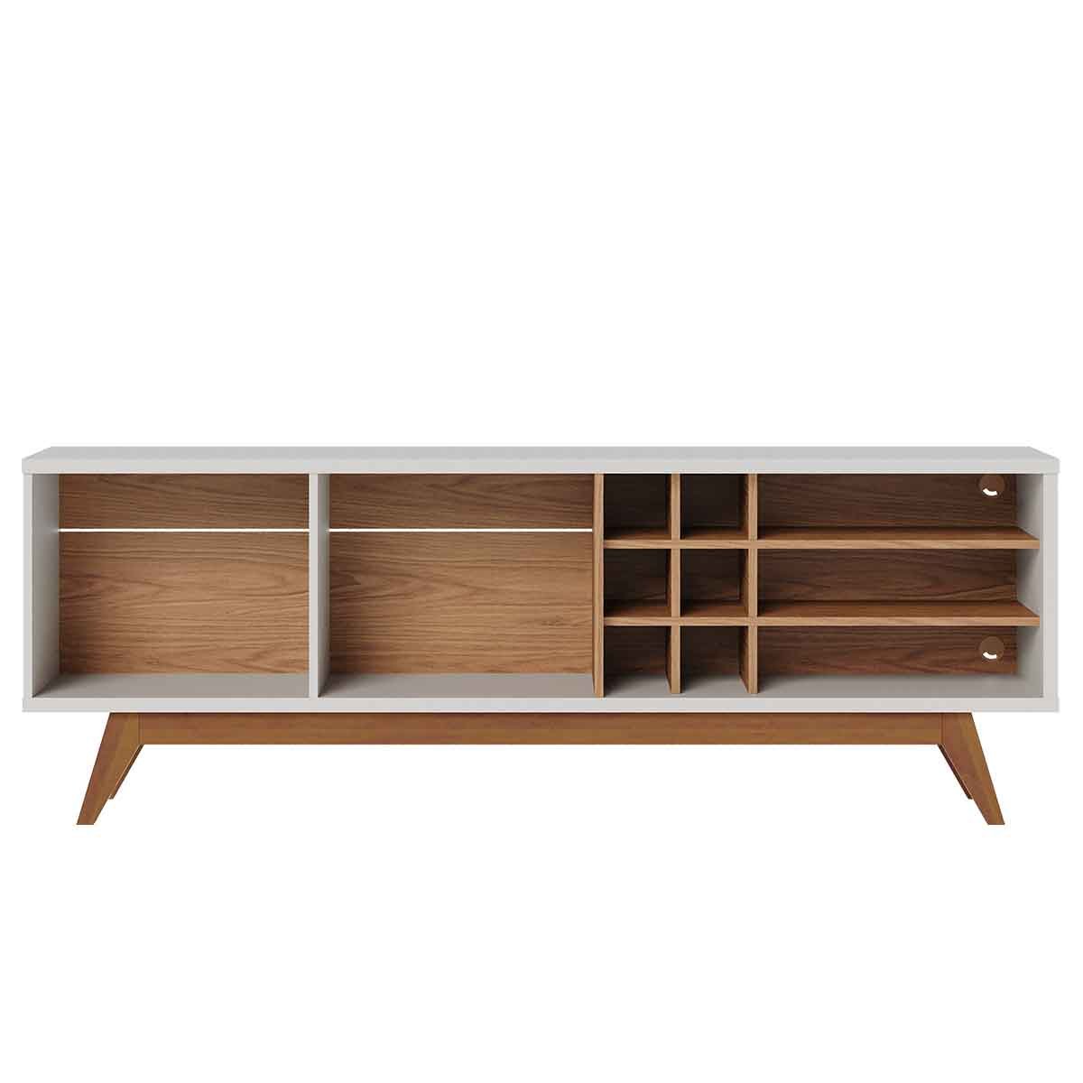 Rack Bancada Paraíso 2 Portas TV 70" Polegadas Off White Matte / Freijó