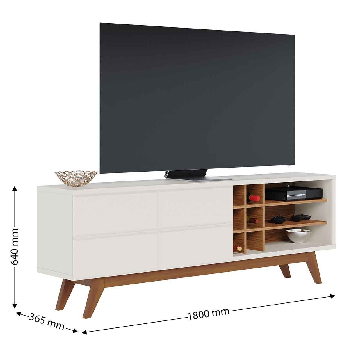 Rack Bancada Paraíso 2 Portas TV 70" Polegadas Off White Matte / Freijó